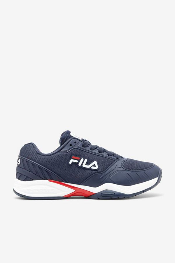 Fila Volley Zone Men's Tennis Shoes - Navy/Red/White,NZ 574-41062